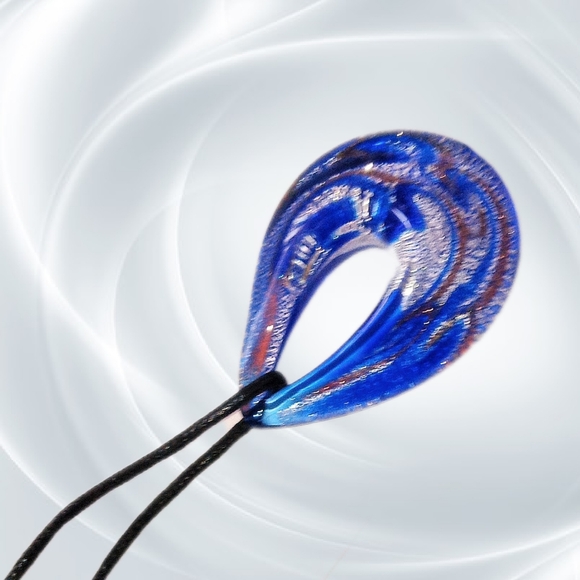 .Colorful Resin Pendant with Blue Leather Necklace - Picture 3 of 4